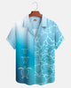 Alohadaddy® Casual Turtle Print Art Button Pocket Cardigan Men's Short Sleeve Shirt Big & Tall
