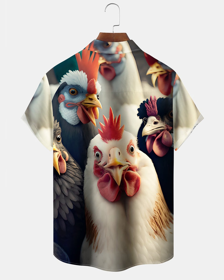 Alohadaddy® Casual Rooster Print Art Button Cardigan Pocket Men&