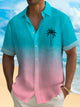 Alohadaddy Hawaiian Coconut Tree Gradient 3D Print Men's Button Pocket Short Sleeve Shirt