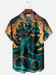 Alohadaddy Vintage Octopus Nautical Sea Life 3D Digital Print Men's Button Pocket Short Sleeve Shirt Big & Tall