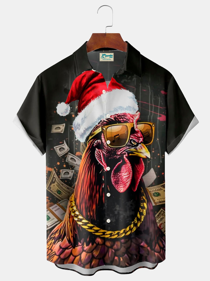 Alohadaddy Santa Hat Rooster 3D Digital Print Men&