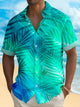 Alohadaddy Hawaiian Plant Leaves Palm Tree Gradient Print Men's Button Pocket Short Sleeve Shirt