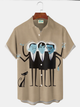 Alohadaddy® Retro 1950s Mid-century Atomic Age Geometric Cocktail Graphic Print Men's Button Pocket Short Sleeve Shirt Big & Tall