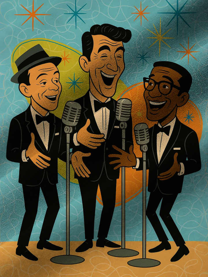 Alohadaddy® Vintage Music Rat Pack Graphic Print Men&