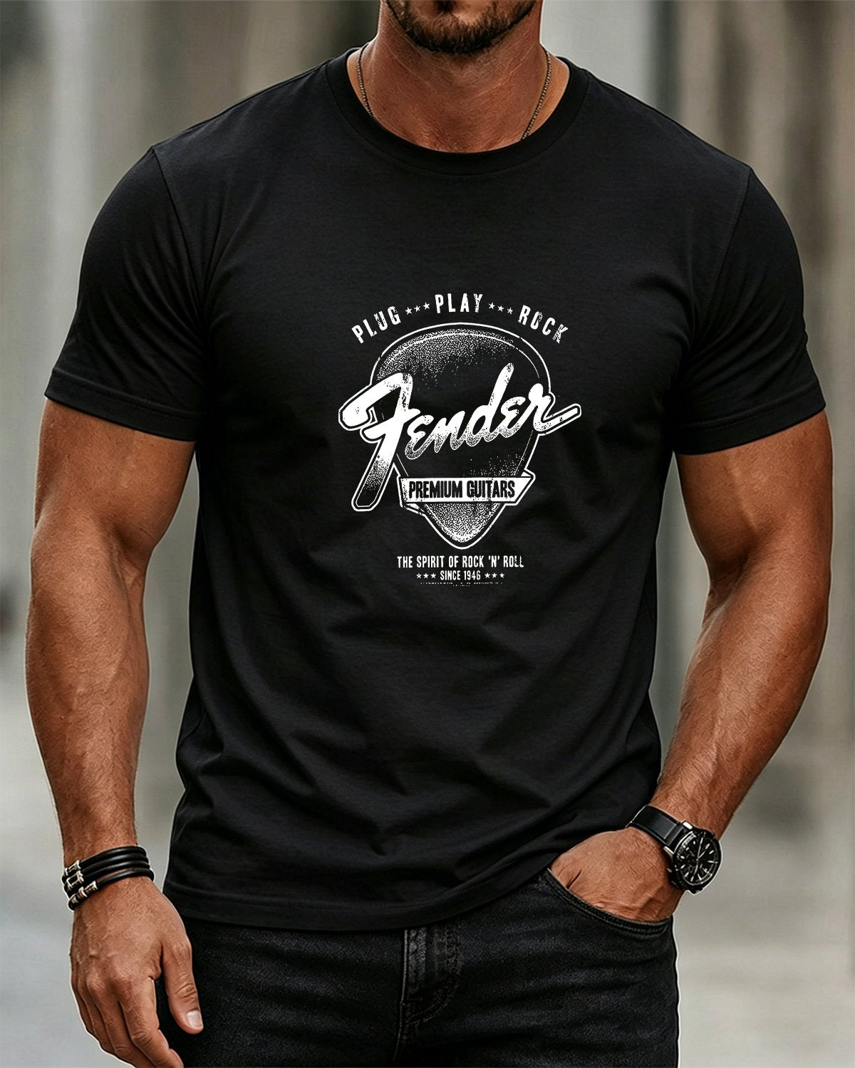 Alohadaddy® Men's Casual Rock Guitar Pick Short-Sleeve T-Shirt