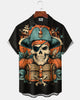 Alohadaddy® Halloween Skull Pirate Print Men's Short-Sleeve Shirt