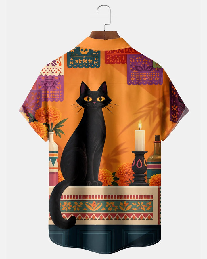 Alohadaddy® Day of the Dead Cat Print Men&