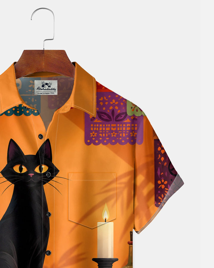 Alohadaddy® Day of the Dead Cat Print Men&