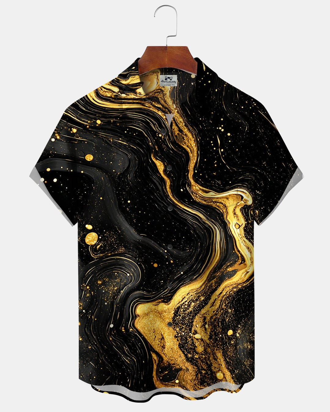 Alohadaddy® Casual Abstract Gold Striped Print Men&