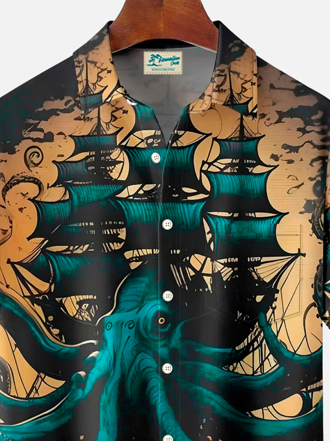 Camisa de manga corta con bolsillo abotonado para hombre, con estampado digital 3D de pulpo náutico y vida marina, estilo vintage de Alohadaddy, talla grande y alta