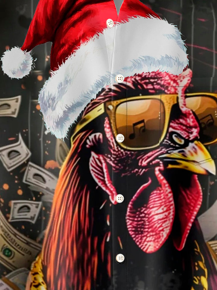 Alohadaddy Santa Hat Rooster 3D Digital Print Men&