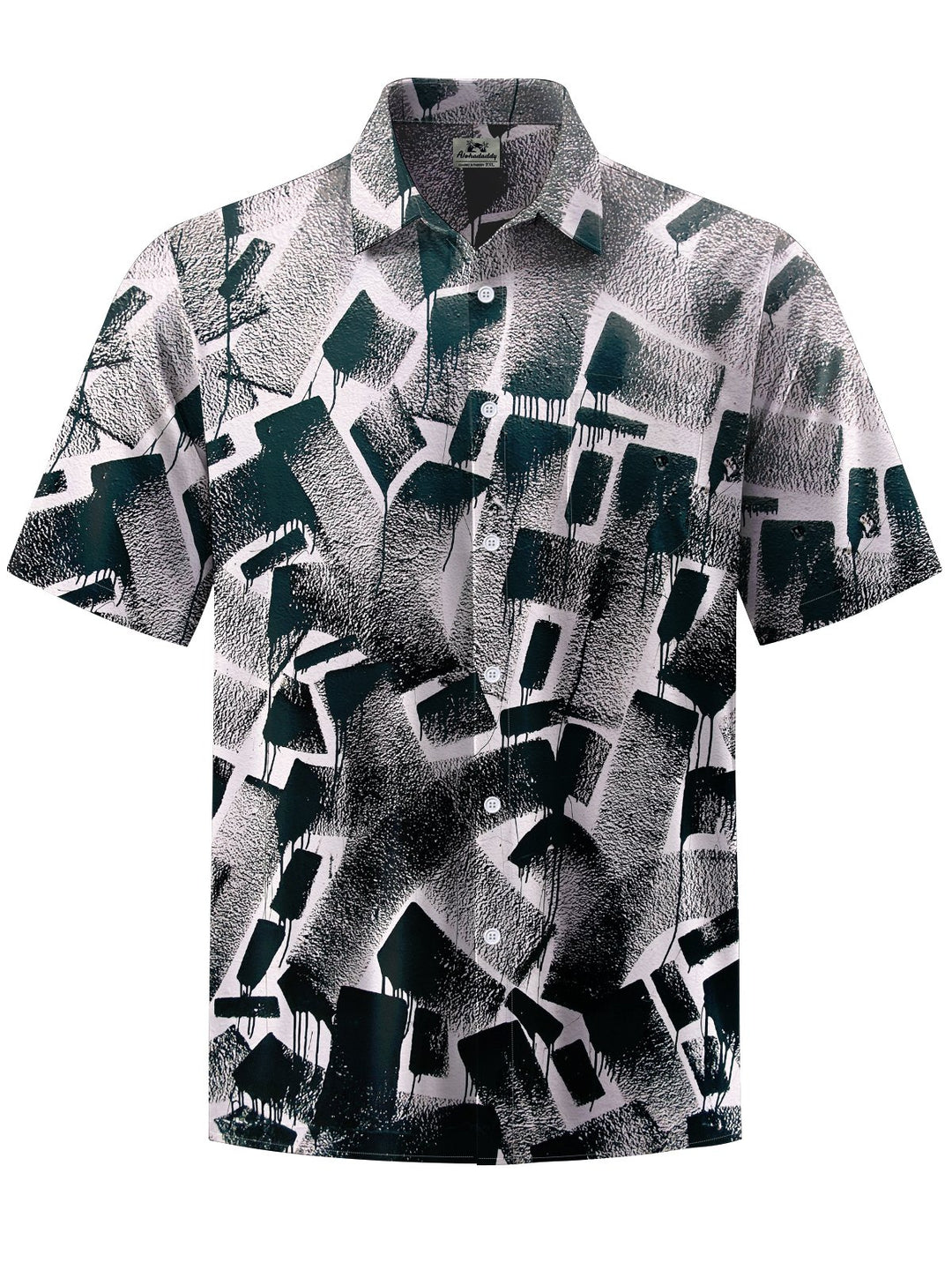 Alohadaddy® Casual Geometric Art Print Chest Pocket Men&