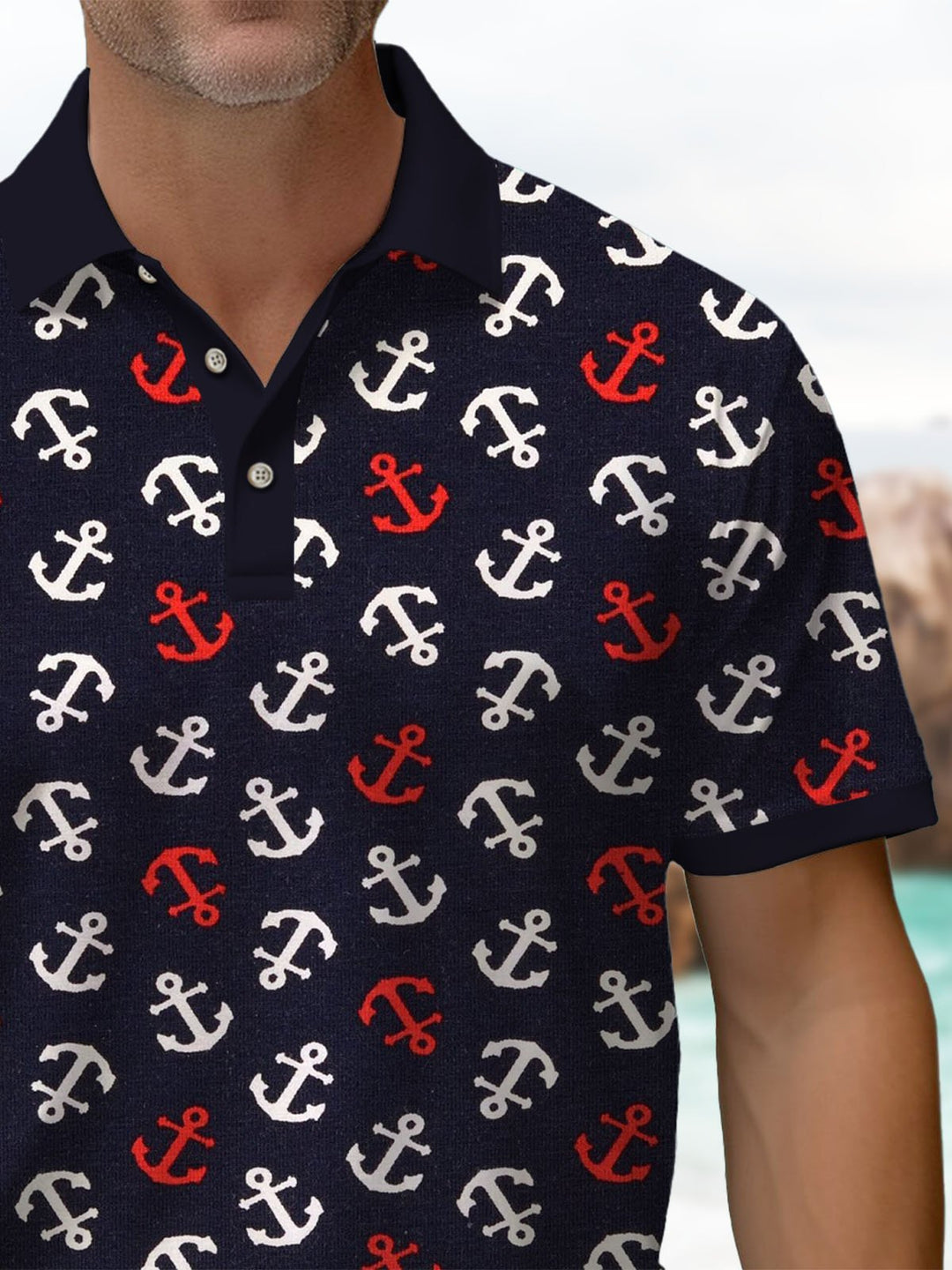 Alohadaddy® Casual Anchor Print Art Stretch Men&