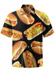 Alohadaddy® Retro Hot Dog Print Stretch Pocket Button Men's Short Sleeve Shirt Big & Tall