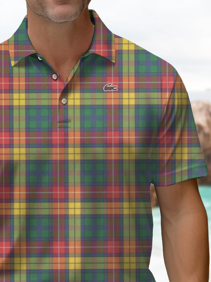 Alohadaddy® Casual Plaid Printed Button Pocket Stretch Men&