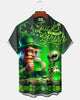 Alohadaddy® St. Parnassus Four-Leaf Clover Print Art Elastic Button Men's Short-Sleeve Shirt Big & Tall