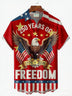 Alohadaddy® 250th Anniversary American Flag Eagle Print Men's Button-Down Pocket Short-Sleeve Shirt Big & Tall