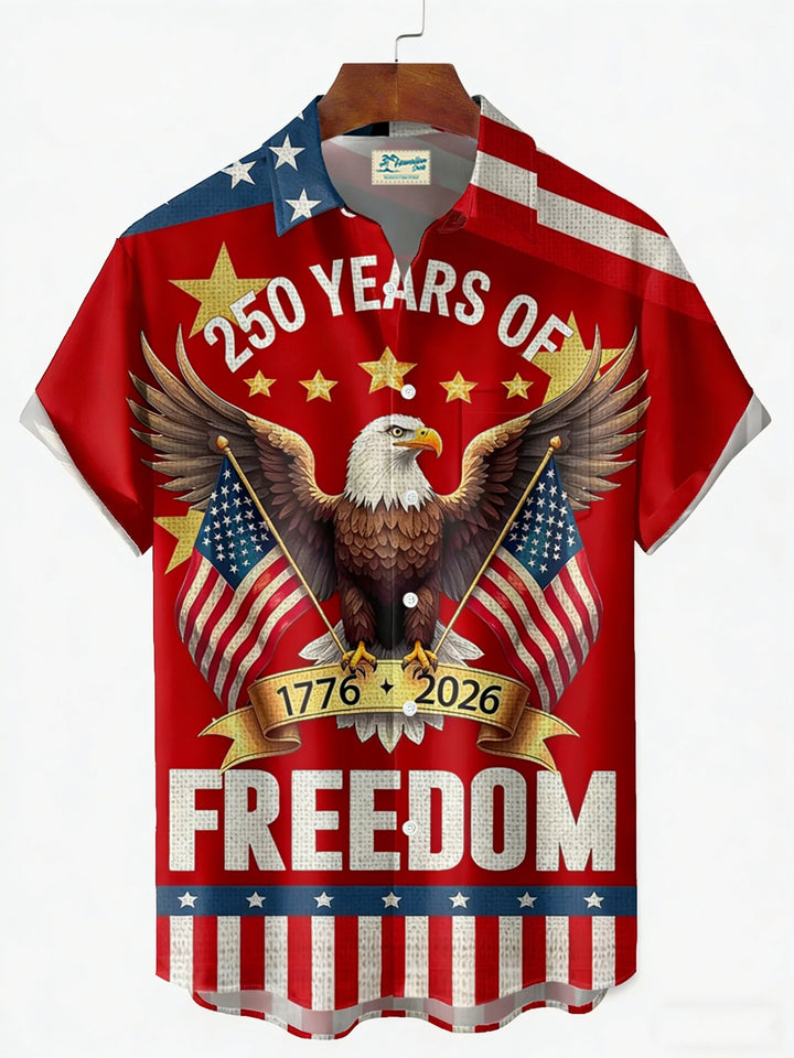 Alohadaddy® 250th Anniversary American Flag Eagle Print Men&