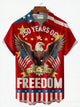 Alohadaddy® 250th Anniversary American Flag Eagle Print Men's Button-Down Pocket Short-Sleeve Shirt Big & Tall