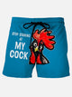 Short de bain super large sans plis à imprimé lettre coq pour homme Alohadaddy noir