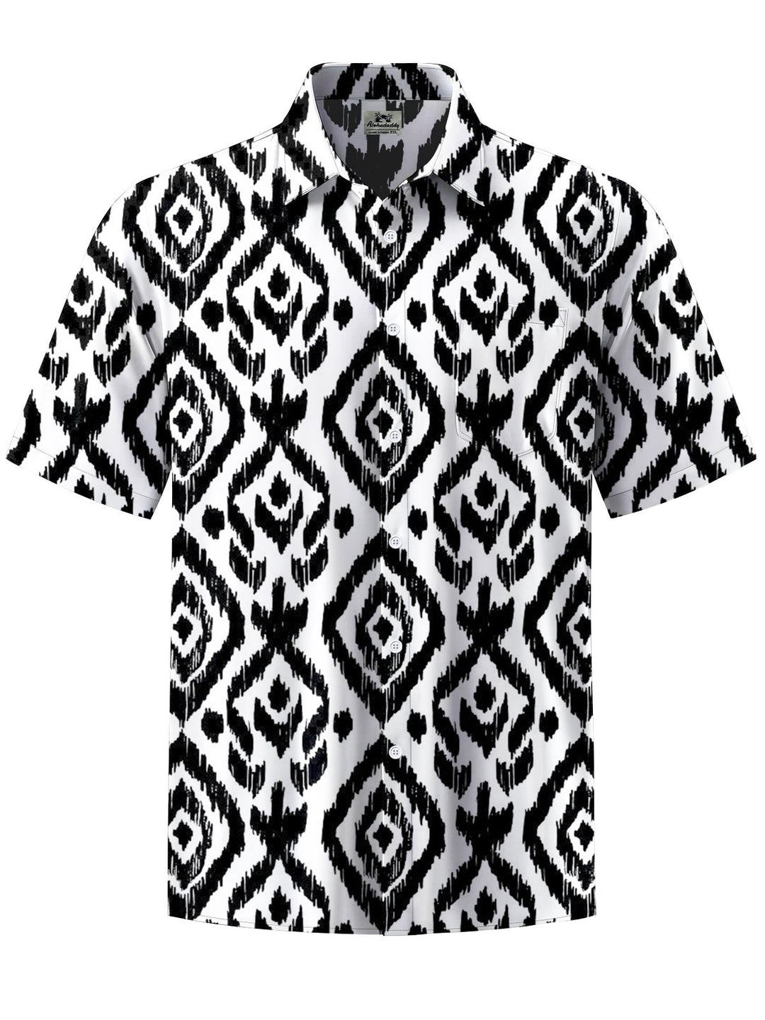 Alohadaddy® Casual Geometric Art Print Chest Pocket Men&