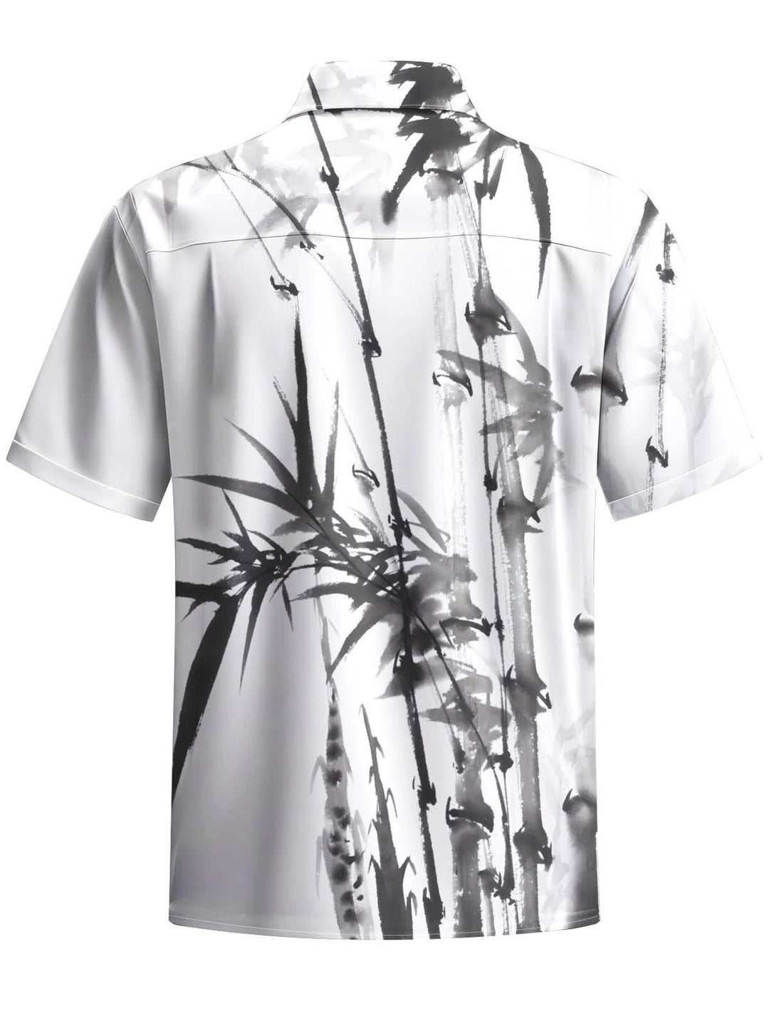Alohadaddy® Casual Ink Painting Bamboo Print Art Chest Pocket Stretch Men&