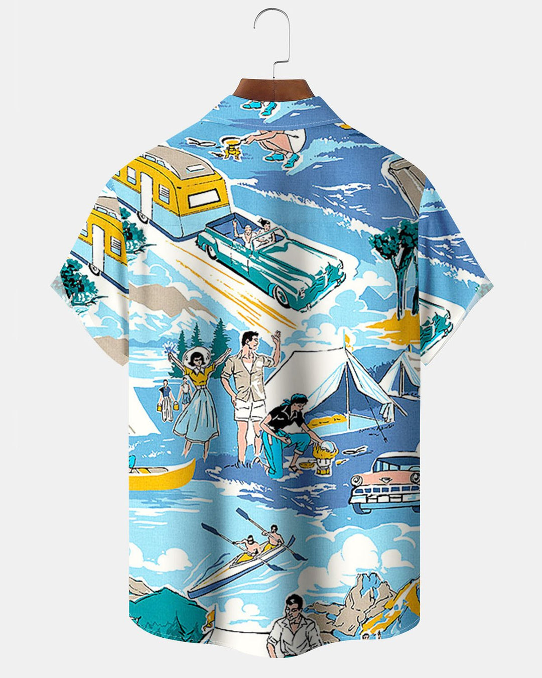 Alohadaddy® Hawaii Road Trip Cartoon Poster Print Pocket Elastic Button Men&