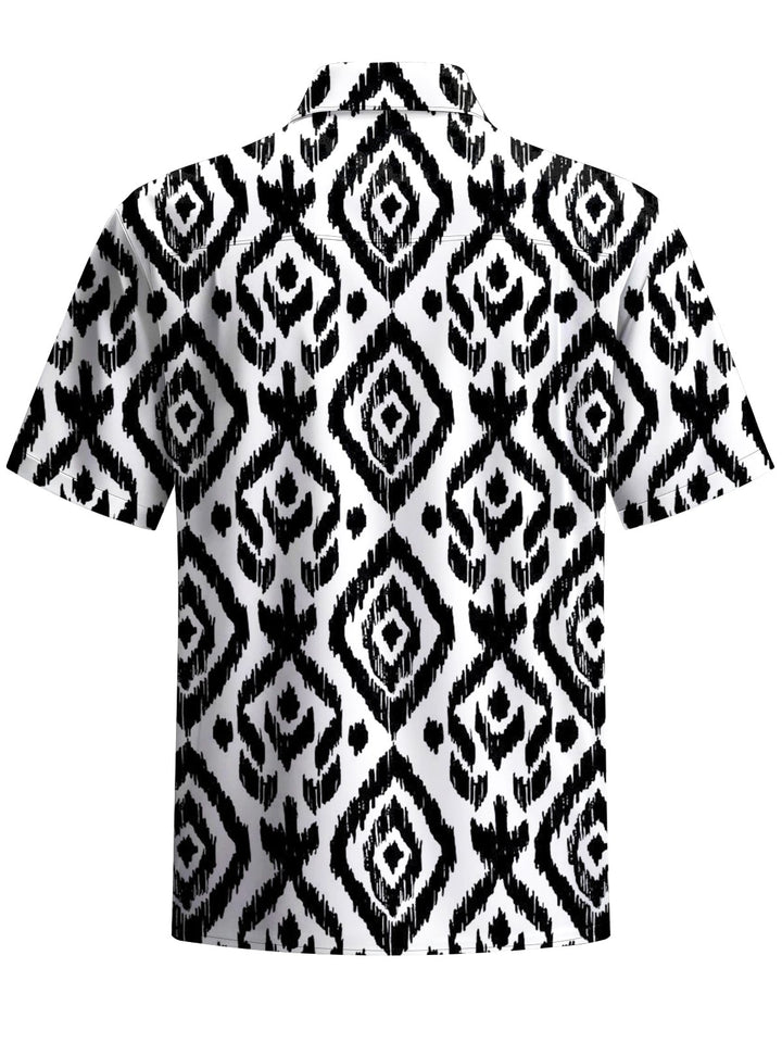 Alohadaddy® Casual Geometric Art Print Chest Pocket Men&