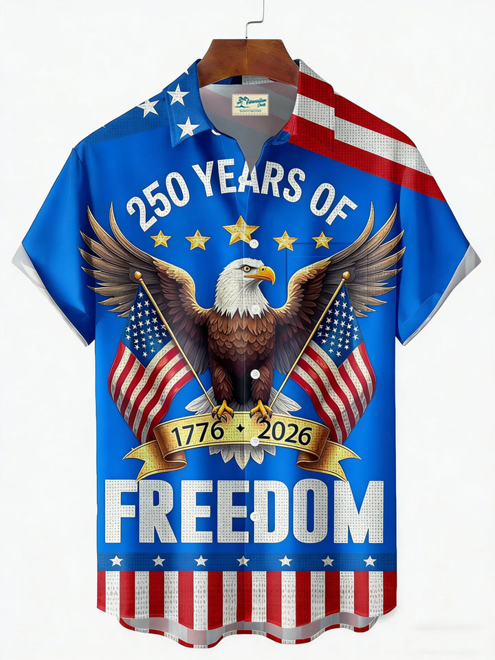 Alohadaddy® 250th Anniversary American Flag Eagle Print Men&