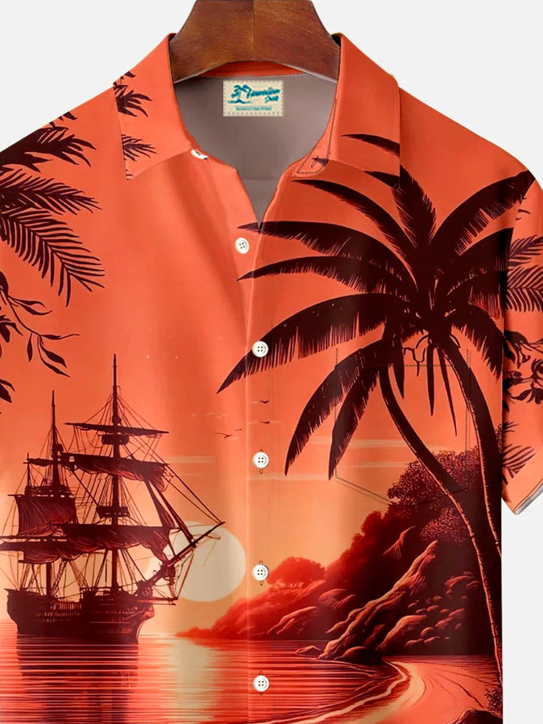 Chemise à manches courtes avec poche boutonnée pour homme Alohadaddy Hawaiian Coconut Palm Sailing Nautical Print 3D Big &amp;amp; Tall