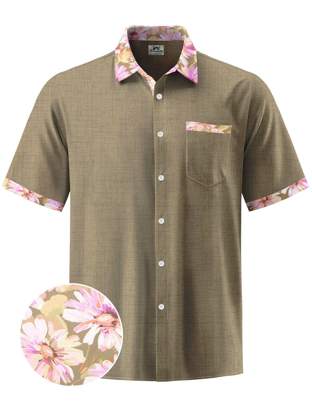 Alohadaddy® Casual Contrast Floral Print Chest Pocket Men&