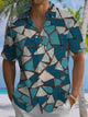 Alohadaddy® Men's Casual Geometric Art Print Chest Pocket Moisture-Wicking Short Sleeve Shirt Big & Tall
