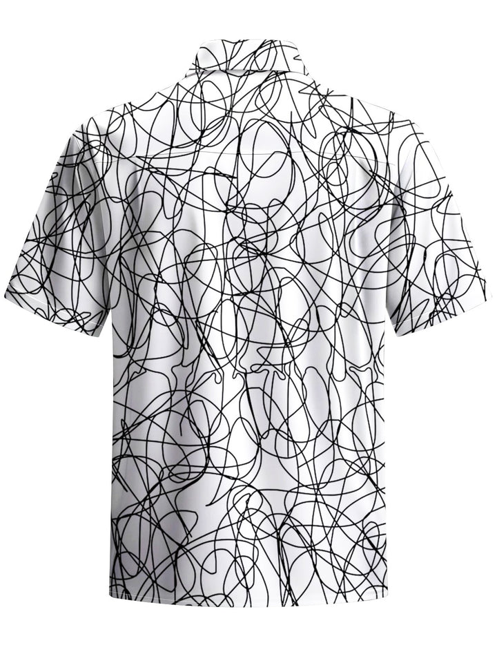 Alohadaddy® Casual Line Graffiti Art Print Chest Pocket Men&