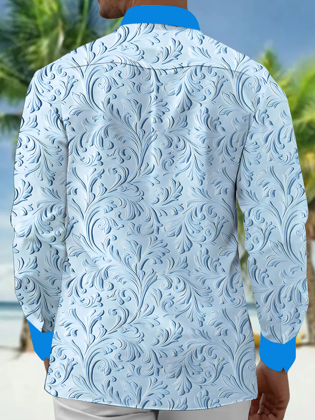 Alohadaddy® Casual Baroque Pattern Art Print Chest Pocket Men&