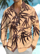 Alohadaddy® Casual Bamboo Contrast Color Print Art Pocket Stretch Men's Long Sleeve Shirt Big & Tall