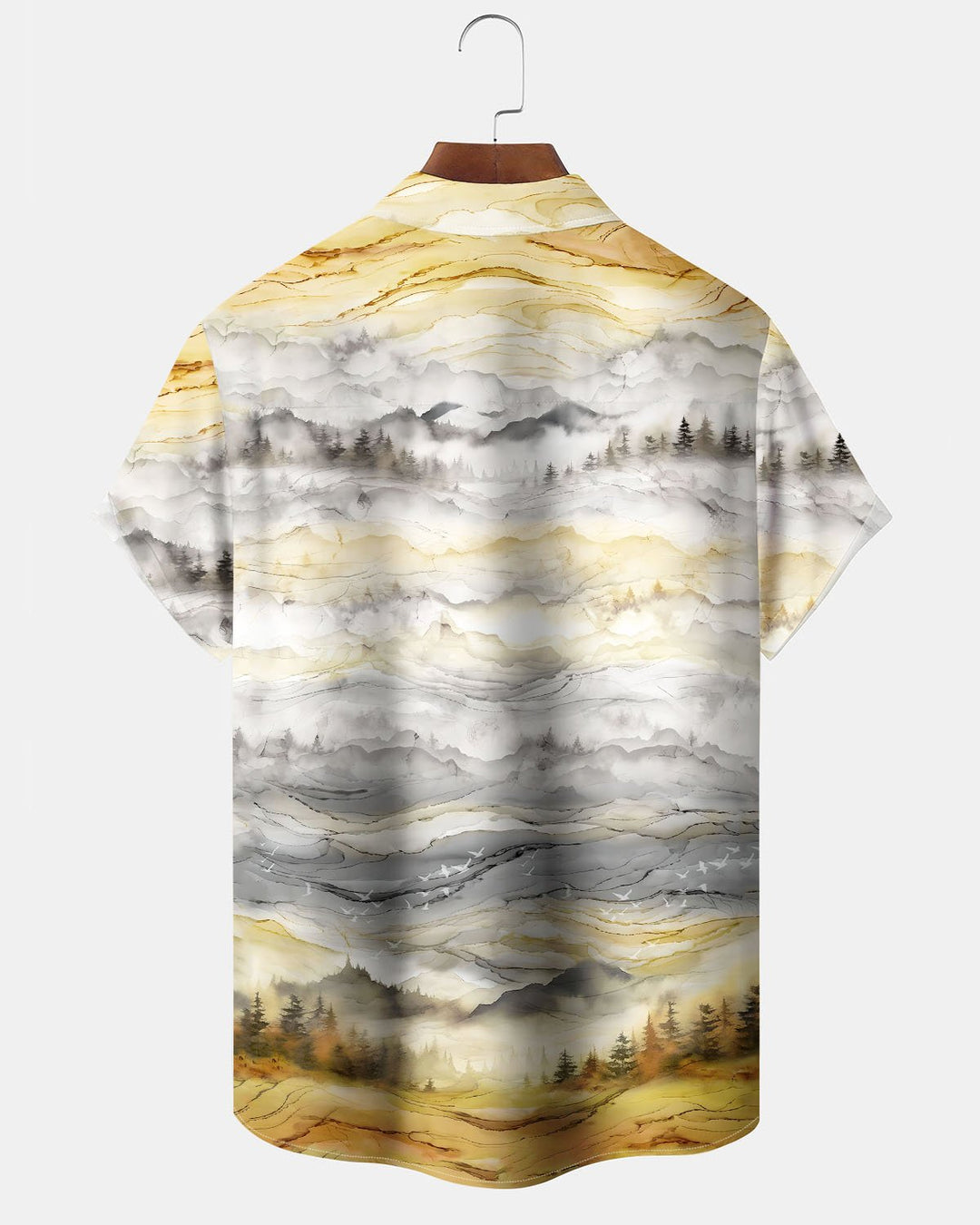 Alohadaddy® Vintage Mountain Print Art Button-Down Cardigan Men&