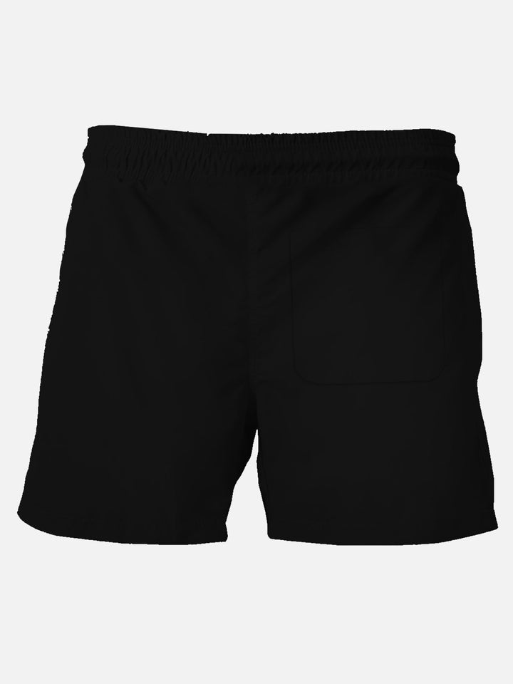 Pantalones cortos negros de tabla supergrande antiarrugas con estampado de letras de gallo para hombre de Alohadaddy