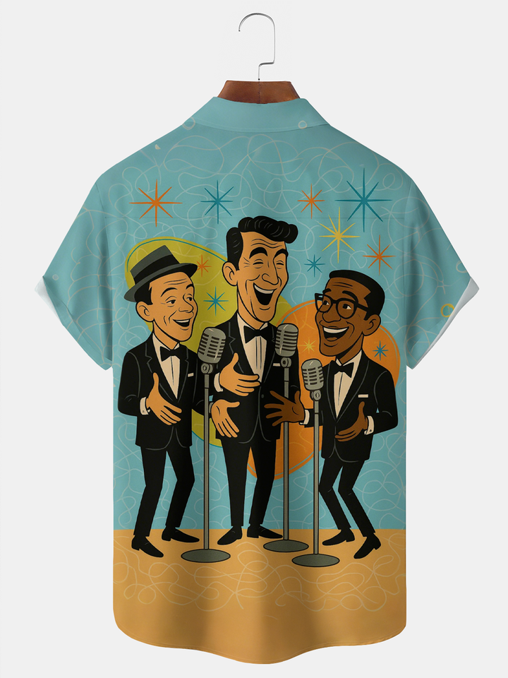 Alohadaddy® Vintage Music Rat Pack Graphic Print Men&