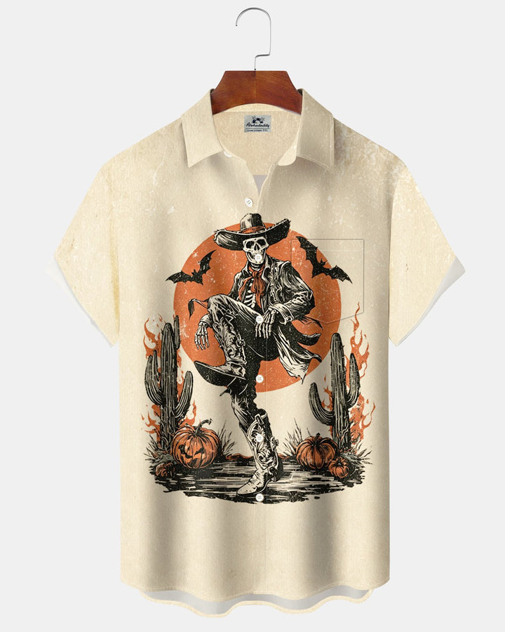 Alohadaddy® Halloween Skull Cowboy Print Men&
