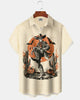 Alohadaddy® Halloween Skull Cowboy Print Men's Short-Sleeve Shirt