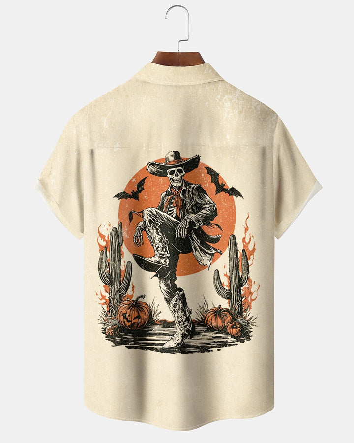 Alohadaddy® Halloween Skull Cowboy Print Men&