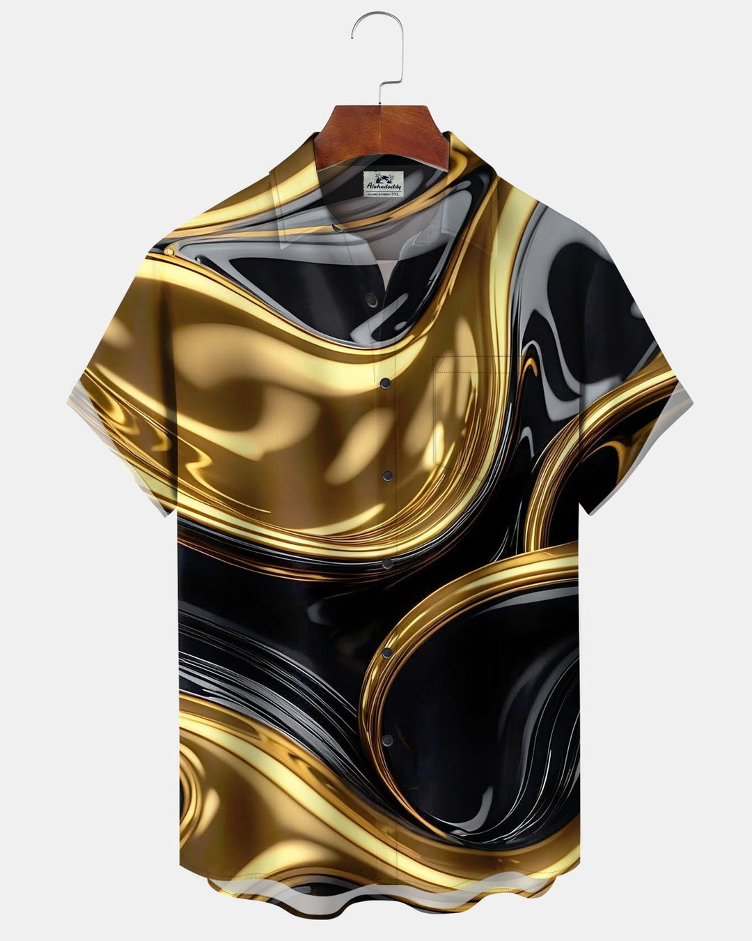 Alohadaddy® Casual Abstract Gradient Art Gold Striped Print Men&