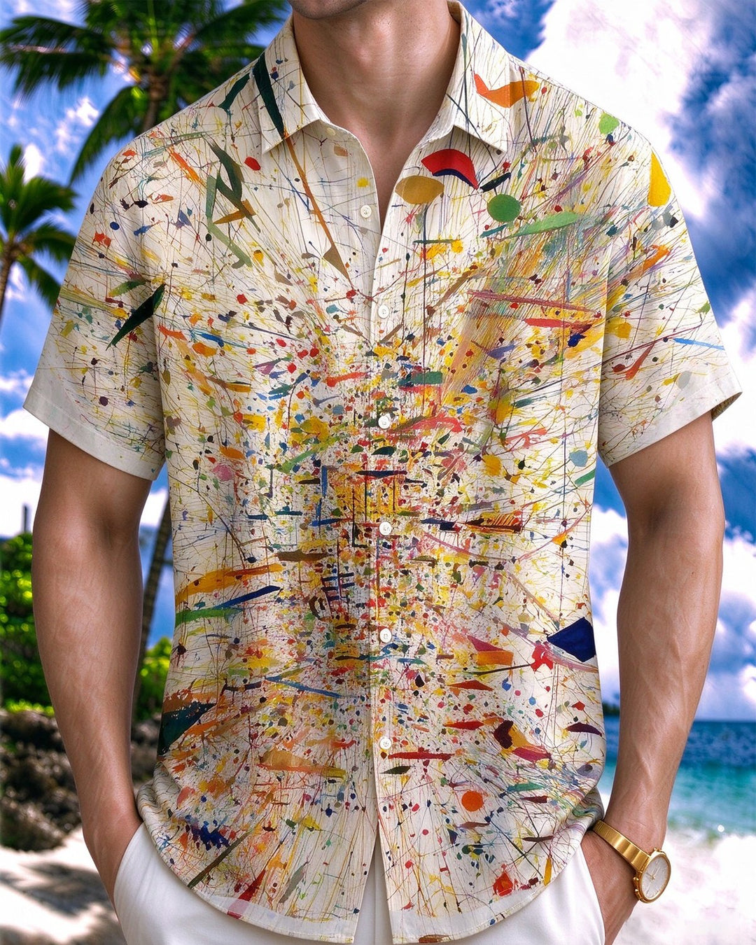 Alohadaddy® Casual Abstract Art Striped Graffiti Print Men&