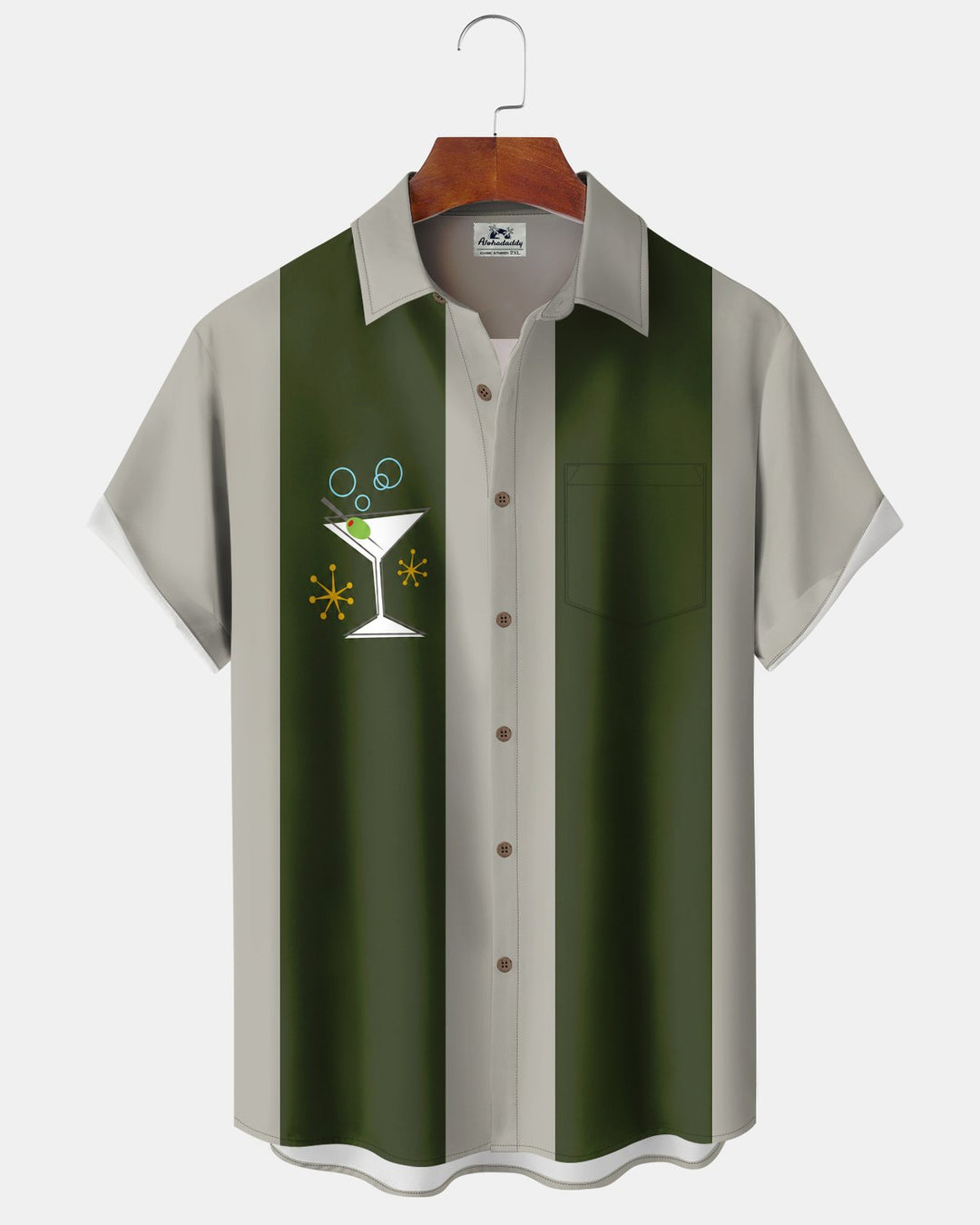 Alohadaddy® Retro Cocktail Striped Geometric Bowling Print Men&