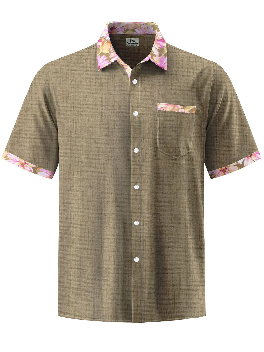 Alohadaddy® Casual Contrast Floral Print Chest Pocket Men&