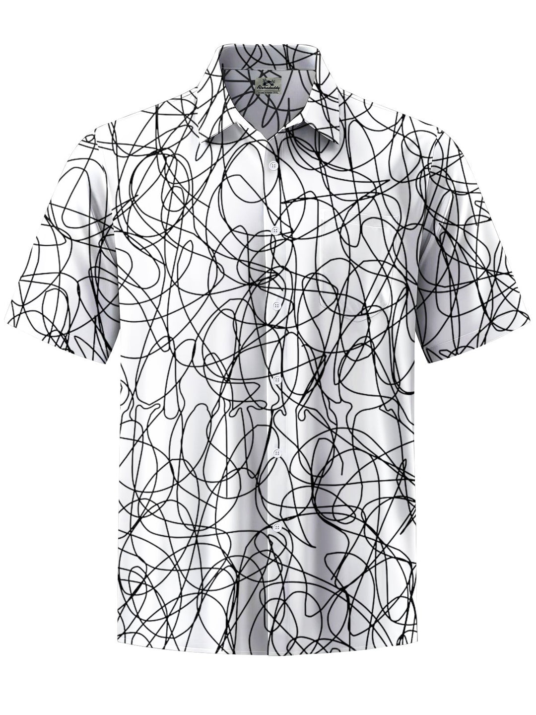 Alohadaddy® Casual Line Graffiti Art Print Chest Pocket Men&