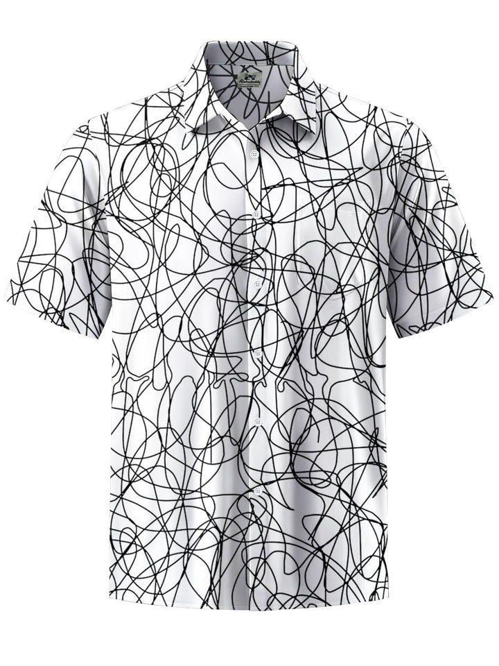 Alohadaddy® Casual Line Graffiti Art Print Chest Pocket Men&