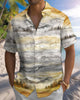 Alohadaddy® Vintage Mountain Print Art Button-Down Cardigan Men's Short-Sleeve Shirt Big & Tall