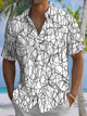 Alohadaddy® Casual Line Graffiti Art Print Chest Pocket Men's Short Sleeve Shirt Big & Tall
