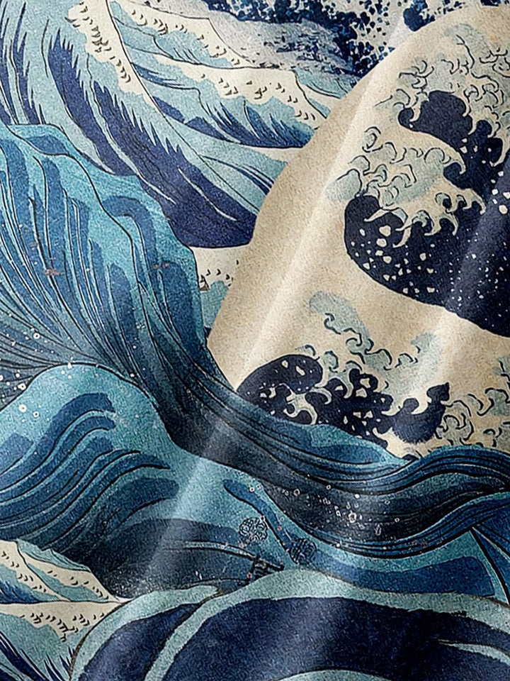 Chemises et hauts bohèmes en coton mélangé à motif cachemire bleu